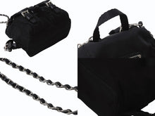 画像をギャラリービューアに読み込む, 極美品 PRADA プラダ リナイロンミニチェーンショルダーバッグ リュック型 BZ0029 ナイロン レザー ブラック 中古 4b002892