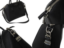 画像をギャラリービューアに読み込む, GIVENCHY ジバンシィ アンティゴナ 2WAYバッグ ショルダーバッグ ハンドバッグ ZE D 0195 レザー ブラック シルバー 美品 中古 4b002893