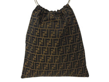画像をギャラリービューアに読み込む, FENDI フェンディ ハンドバッグ 巾着 ヴィンテージ キャンバス カーキ ズッカ柄 メタルハンドル ゴールド金具 美品 中古 4b002899