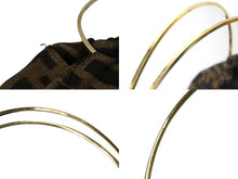 画像をギャラリービューアに読み込む, FENDI フェンディ ハンドバッグ 巾着 ヴィンテージ キャンバス カーキ ズッカ柄 メタルハンドル ゴールド金具 美品 中古 4b002899