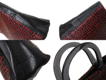 画像をギャラリービューアに読み込む, Givenchy ジバンシー 編みこみ ロゴ ハンドバッグ ゴートレザー プラスチック シルバー金具 手持ち 鞄 ブラック レッド 美品 中古 4b002902