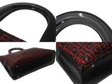 画像をギャラリービューアに読み込む, Givenchy ジバンシー 編みこみ ロゴ ハンドバッグ ゴートレザー プラスチック シルバー金具 手持ち 鞄 ブラック レッド 美品 中古 4b002902