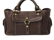 画像をギャラリービューアに読み込む, 極美品 CELINE セリーヌ ブギーバッグ ハンドバッグ ブラゾンロゴ CE00/35 レザー ブラウン ゴールド金具 中古 4b002904