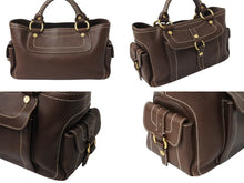 画像をギャラリービューアに読み込む, 極美品 CELINE セリーヌ ブギーバッグ ハンドバッグ ブラゾンロゴ CE00/35 レザー ブラウン ゴールド金具 中古 4b002904