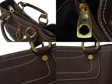 画像をギャラリービューアに読み込む, 極美品 CELINE セリーヌ ブギーバッグ ハンドバッグ ブラゾンロゴ CE00/35 レザー ブラウン ゴールド金具 中古 4b002904