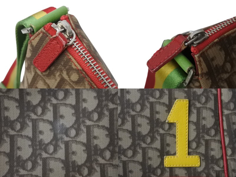 Christian Dior Shoulder Bag 02RU 0064 Trotter Pattern Rasta Numbering Galliano Period Good Condition Used 4b002905