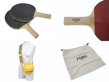 画像をギャラリービューアに読み込む, 新品未使用 FENDI フェンディ 卓球 セット ラケット ショルダーケース イタリア製 イエロー レザー 中古 4b002909