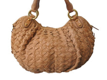 Load image into Gallery viewer, MIUMIU ミュウミュウ ショルダーバッグ ハンドバッグ イントレチャート 編み込み ブラウン レザー ゴールド金具 良品 中古 4b002910