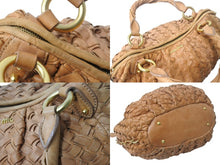 Load image into Gallery viewer, MIUMIU ミュウミュウ ショルダーバッグ ハンドバッグ イントレチャート 編み込み ブラウン レザー ゴールド金具 良品 中古 4b002910
