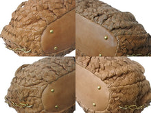 Load image into Gallery viewer, MIUMIU ミュウミュウ ショルダーバッグ ハンドバッグ イントレチャート 編み込み ブラウン レザー ゴールド金具 良品 中古 4b002910