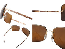 Load image into Gallery viewer, CHANEL シャネル リムレス サングラス 4112 c.125/73 サイズ65◻︎16 120 ココマーク ブラウン メタル レザー 良品 中古 4b002926