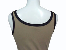 画像をギャラリービューアに読み込む, FENDI フェンディ タンクトップ ノースリーブ サイズ40 ロゴプリント コットン スパンデックス ベージュ ブラック 美品 中古 4b002930