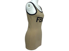 画像をギャラリービューアに読み込む, FENDI フェンディ タンクトップ ノースリーブ サイズ40 ロゴプリント コットン スパンデックス ベージュ ブラック 美品 中古 4b002930