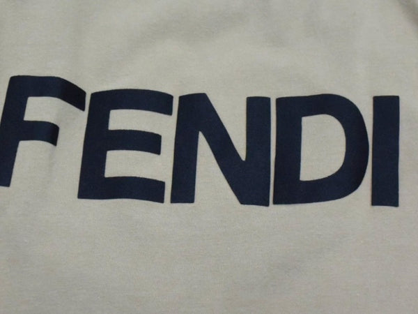FENDI フェンディ タンクトップ ノースリーブ サイズ40 ロゴプリント コットン スパンデックス ベージュ ブラック 美品 中古 4b002930