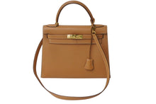 Load image into Gallery viewer, 極美品 エルメス HERMES ケリー 28 2way バッグ クシュベル エプソン ナチュラル 外縫い 〇U刻印 中古 4b002938