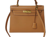Load image into Gallery viewer, 極美品 エルメス HERMES ケリー 28 2way バッグ クシュベル エプソン ナチュラル 外縫い 〇U刻印 中古 4b002938