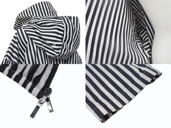 新品同様品 CHANEL シャネル ストライプ 24年 アノラック メンズ ココマーク ジャケット P76215 サイズ36 ブラック ホワイト 中古 4b002941