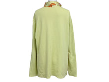 Load image into Gallery viewer, HERMES エルメス ツイルレーヌ 長袖ポロシャツ サイズL カレ シルク コットン ライムグリーン ヴィンテージ 美品 中古 4b002963