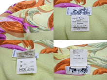 Load image into Gallery viewer, HERMES エルメス ツイルレーヌ 長袖ポロシャツ サイズL カレ シルク コットン ライムグリーン ヴィンテージ 美品 中古 4b002963