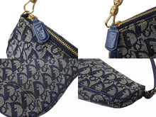 画像をギャラリービューアに読み込む, CHRISTIAN DIOR クリスチャンディオール トロッター サドルバッグ ワンショルダーバッグ サドルポーチ ネイビー 美品 中古 4b002967