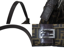 画像をギャラリービューアに読み込む, 極美品 FENDI フェンディ マンマバケット ワンショルダーバッグ 26424 ズッカ柄 キャンバス レザー ブラウン シルバー金具 中古 4b002969