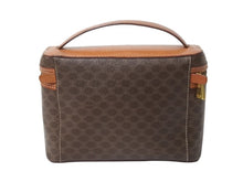画像をギャラリービューアに読み込む, CELINE セリーヌ マカダム柄 ハンドバッグ バニティバック 化粧ポーチ ブラウン ゴールド金具 M94 美品 中古 4b002974