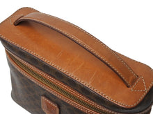 画像をギャラリービューアに読み込む, CELINE セリーヌ マカダム柄 ハンドバッグ バニティバック 化粧ポーチ ブラウン ゴールド金具 M94 美品 中古 4b002974