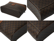 画像をギャラリービューアに読み込む, CELINE セリーヌ マカダム柄 ハンドバッグ バニティバック 化粧ポーチ ブラウン ゴールド金具 M94 美品 中古 4b002974