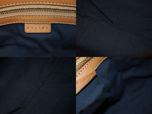 画像をギャラリービューアに読み込む, CELINE セリーヌ ハンドバッグ Cマカダム ロゴ金具 筒型 CE00/12 レザー スエード ネイビー ブラウン ゴールド金具 美品 中古 4b002977