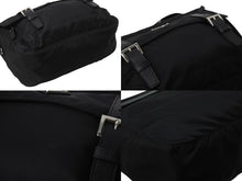 画像をギャラリービューアに読み込む, PRADA プラダ VERA トライアングルロゴ ショルダーバッグ メッセンジャーバッグ ナイロン レザー ブラック シルバー金具 美品 中古 4b002978