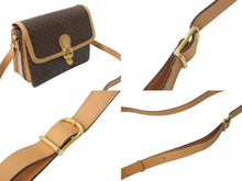 画像をギャラリービューアに読み込む, CELINE セリーヌ ショルダーバッグ ヴィンテージマカダム柄 M12 ブラウン ゴールド金具 PVC レザー 美品 中古 4b002979