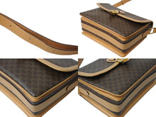 画像をギャラリービューアに読み込む, CELINE セリーヌ ショルダーバッグ ヴィンテージマカダム柄 M12 ブラウン ゴールド金具 PVC レザー 美品 中古 4b002979