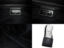 画像をギャラリービューアに読み込む, PRADA プラダ ショルダーバッグ クロスボディバッグ トライアングルロゴ VA1034 レザー ブラック シルバー金具 美品 中古 4b002989