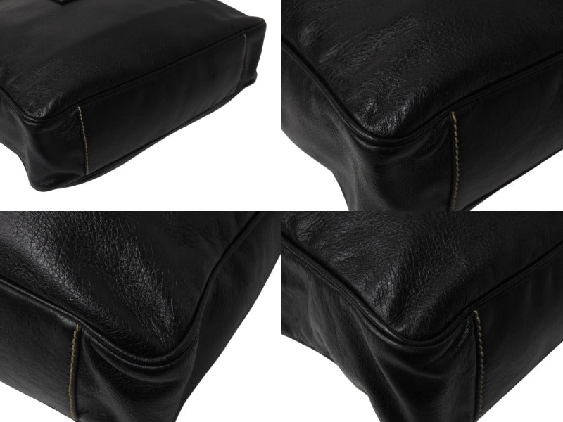 GUCCI グッチ ショルダーバッグ メッセンジャーバッグ クレスト 201451 レザー ブラック シルバー金具 美品 中古 4b002995