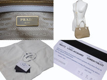画像をギャラリービューアに読み込む, 極美品 PRADA プラダ ハンドバッグ ショルダーバッグ 2way 1BA172 キャンバス レザー ホワイト ベージュ ゴールド金具 中古 4b002997
