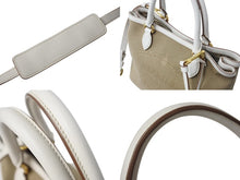 画像をギャラリービューアに読み込む, 極美品 PRADA プラダ ハンドバッグ ショルダーバッグ 2way 1BA172 キャンバス レザー ホワイト ベージュ ゴールド金具 中古 4b002997
