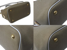 画像をギャラリービューアに読み込む, 極美品 PRADA プラダ ハンドバッグ ショルダーバッグ 2way 1BA172 キャンバス レザー ホワイト ベージュ ゴールド金具 中古 4b002997