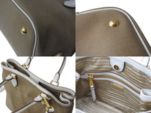 画像をギャラリービューアに読み込む, 極美品 PRADA プラダ ハンドバッグ ショルダーバッグ 2way 1BA172 キャンバス レザー ホワイト ベージュ ゴールド金具 中古 4b002997