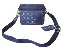 画像をギャラリービューアに読み込む, 新品同様 LOUIS VUITTON ルイヴィトン モノグラム ウォーターカラー トリオ メッセンジャー ショルダーバッグ M57840 ブルー 中古 4b002998