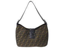 画像をギャラリービューアに読み込む, FENDI フェンディ マンマバケット ホーボー ワンショルダーバッグ 8BR036 ズッカ柄 キャンバス レザー ブラウン 美品 中古 4b003022