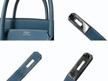 Load image into Gallery viewer, 極美品 エルメス HERMES オータクロア 28 ハンドバッグ エプソン ブルージーン シルバー金具 口J刻印 中古 4b003028