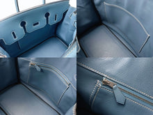 Load image into Gallery viewer, 極美品 エルメス HERMES オータクロア 28 ハンドバッグ エプソン ブルージーン シルバー金具 口J刻印 中古 4b003028