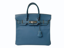Load image into Gallery viewer, 極美品 エルメス HERMES オータクロア 28 ハンドバッグ エプソン ブルージーン シルバー金具 口J刻印 中古 4b003028