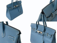 Load image into Gallery viewer, 極美品 エルメス HERMES オータクロア 28 ハンドバッグ エプソン ブルージーン シルバー金具 口J刻印 中古 4b003028