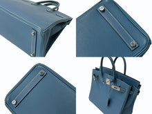 Load image into Gallery viewer, 極美品 エルメス HERMES オータクロア 28 ハンドバッグ エプソン ブルージーン シルバー金具 口J刻印 中古 4b003028