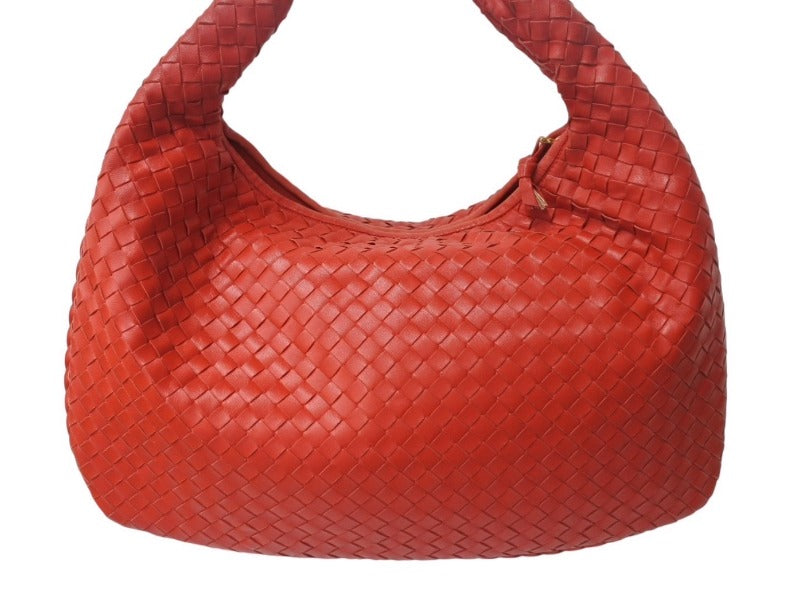 BOTTEGA VENETA Intrecciato Hobo One Shoulder Bag 115653 Leather Red Good Condition Used 4b003032