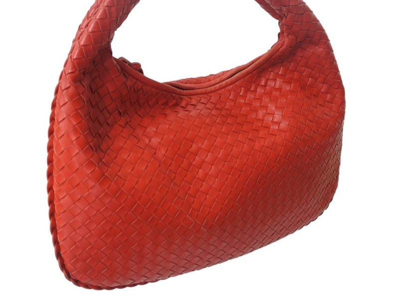 BOTTEGA VENETA Intrecciato Hobo One Shoulder Bag 115653 Leather Red Good Condition Used 4b003032