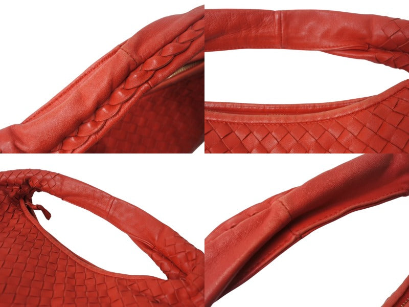 BOTTEGA VENETA Intrecciato Hobo One Shoulder Bag 115653 Leather Red Good Condition Used 4b003032