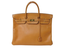 画像をギャラリービューアに読み込む, HERMES エルメス バーキン40 ナチュラル ヴァッシュ 40cm ○S刻印 ブロンズ金具 ハンドバッグ 美品 中古 4b003038