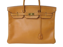 画像をギャラリービューアに読み込む, HERMES エルメス バーキン40 ナチュラル ヴァッシュ 40cm ○S刻印 ブロンズ金具 ハンドバッグ 美品 中古 4b003038